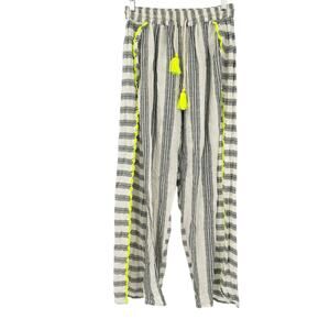 Z&L Womens Boho Beachy Tassel Drawstring Striped Pull On‎ Wide Leg Pants Size M